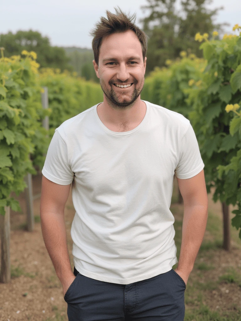 Cofounder Josh in a vineyard