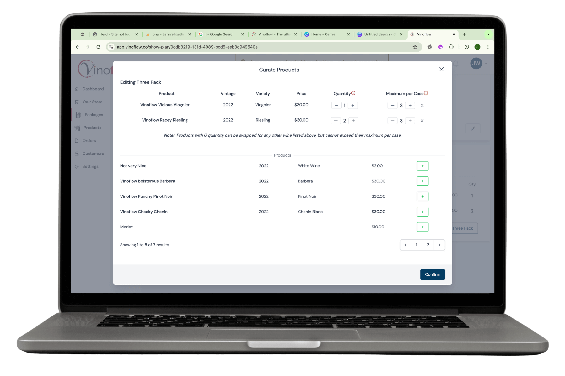 image of vinoflow admin dashboard